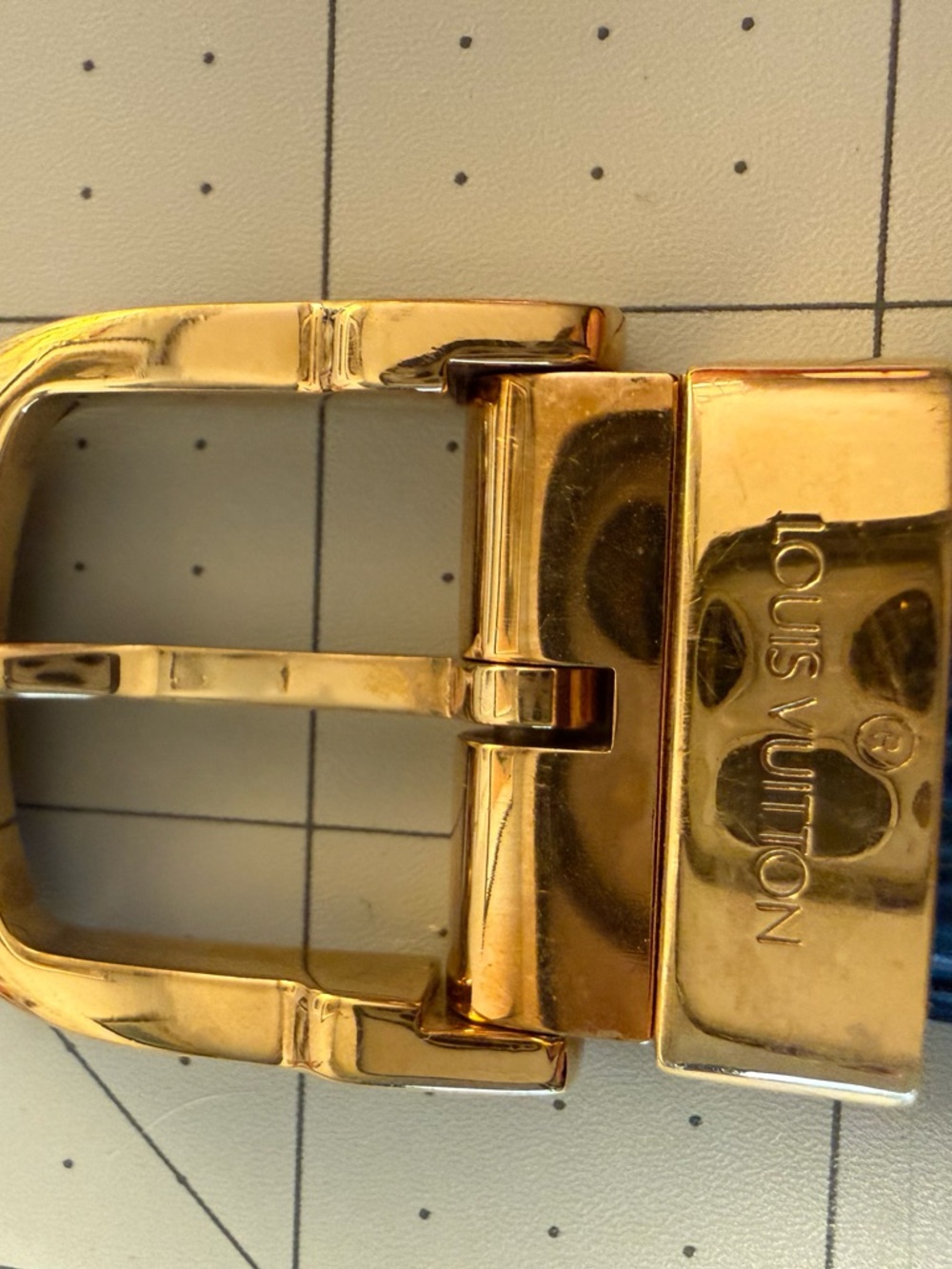 Louis Vuitton Epi Leather Belt Cobalt Blue Gold Buckle 85cm Made in France - Picture 2 of 6